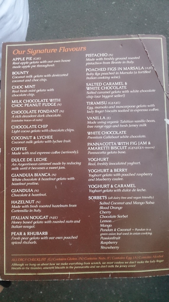 Gelato Messina menu